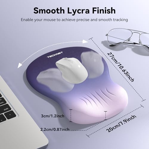 TECKNET Ergonomic Mouse Pad with Wrist Rest, Smooth Surface & Non-Slip Base