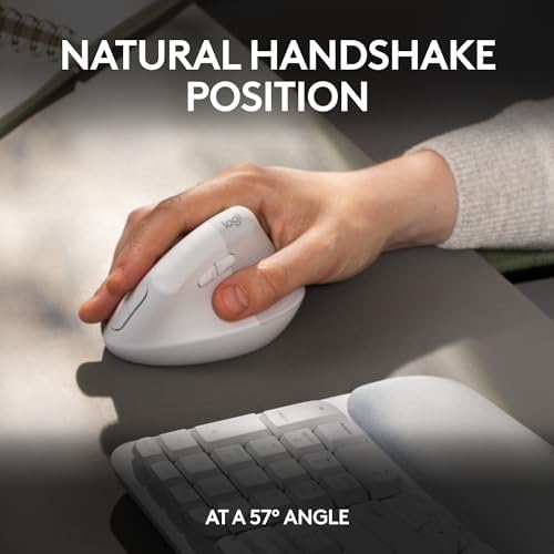 Logitech Wave Keys & Lift Vertical Mouse - Ergonomic Bundle — Wireless Keyboard with Cushioned Palm Rest & Vertical Wireless Mouse - Easy-Switch, Bluetooth, for Multi-OS, Windows/Mac - Off White