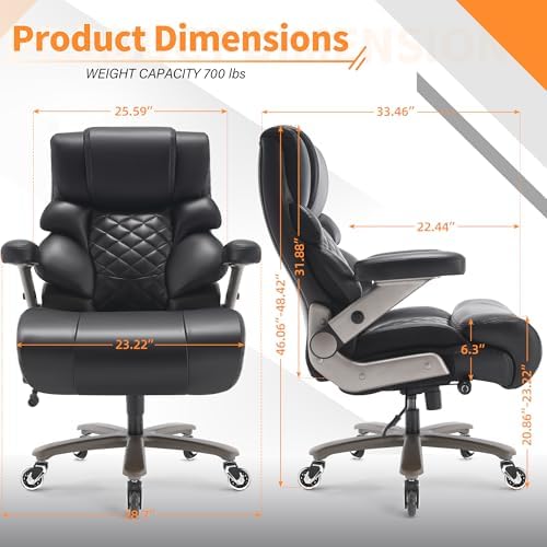 VUZI 700lbs Big and Tall Office Chair, Large Executive Leather Desk Chair