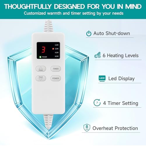 Heating Pad for Period Cramps, Electric Heating Pad for Neck & Shoulders & Back with 6 Heating & 4 Timer Setting, Christmas Gift for Women, Girl, Sister, Her(Gray, 20'' x 24'')
