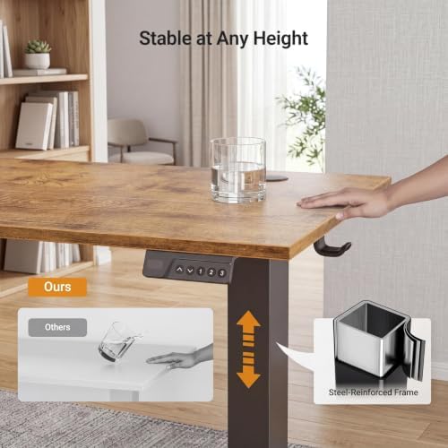 Claiks Electric Standing Desk, 48x24 Inch, Rustic Brown