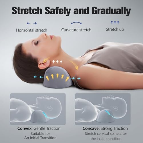 COMFYTHERA Small Neck Stretcher Pillow for Pain Relief, Soft Cervical Traction Device Neck Mild Support Pillow Memory Foam Cervical Neck Orthopedic Pillow for Tension Muscle Relax Relief (Grey)