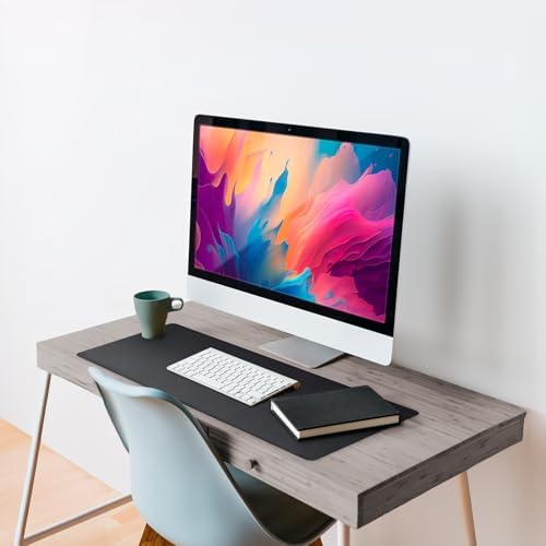 Vine Creations Leather Desk Mat Large 32" x 17", Desk Protector Mat, PU Leather Desk Pad, Large Mouse Pad, Desk Blotter, Desk Pads on Top of Desks, Desk Matt for Desktop, Office Desk Mat (Black)