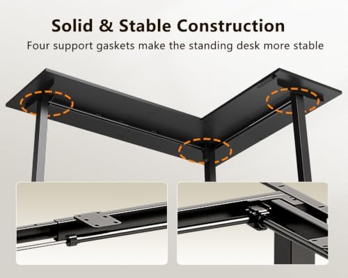 Casaottima 71 Inch L Shaped Electric Standing Desk, Home Office, Black