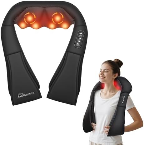 Snailax Shiatsu Neck Massager with Heat, Shoulder & Back Massager for Pain