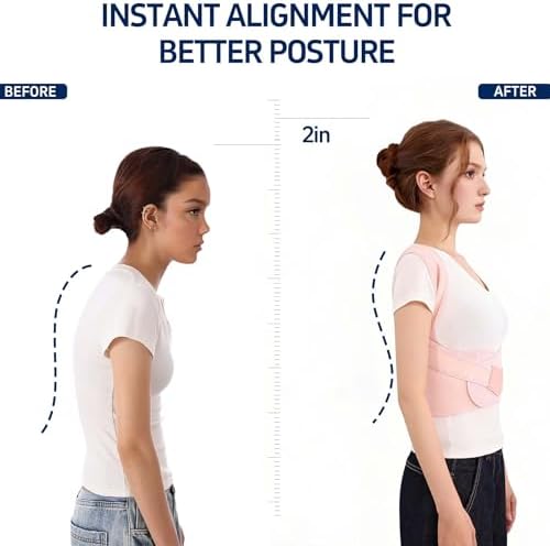 Posture Corrector for Women and Men Back Brace Shoulder Straightener Hunchback Adjustable Support Upper Comfy Correction Upgraded Lightweight Hump Pain Relief Scoliosis Lumbar Spine Pink XXX-Large