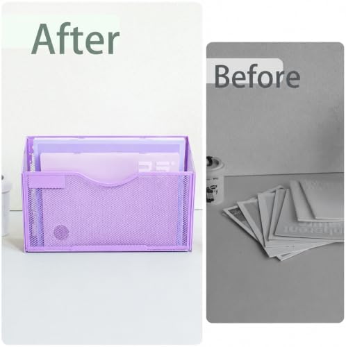 1 Tier A4 Mesh in Tray Hanging Wall File Holder Magazine Document Holder Mail Organiser Magazine Storage Rack,Durable Metal Mesh Filing Storage, Purple