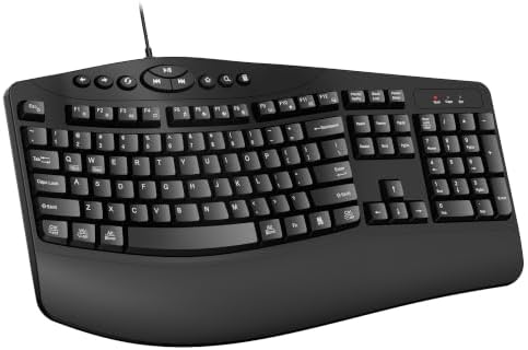 Ergonomic Wired Keyboard with Wrist Rest,9 Independent Shortcut Keys