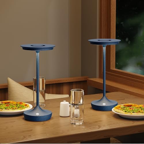 LED Rechargeable Cordless Outdoor 6000mAh Battery Table Lamp 2-Pack Blue