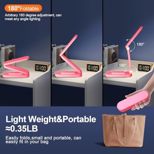 Giryuhd LED Desk Lamp for Office Home & Battery Operated Lamp Rechargeable Lamp Foldable & Portable Light, LED Desk Light Strip, 3 Brightness Dimmable Small Desk Lamp Wireless Reading Lamp