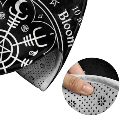 Large Home Decor Mat, Soft Round Yoga Carpet, Non-Slip Machine Washable Home Office Circle Rug Compatible with Norse Viking Vegvisir Compass Goth Pentagram