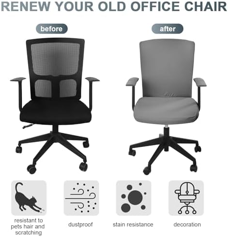 Tallew 4 Pcs Office Chair Covers Set Computer Armrest Slipcover Seat, Gray