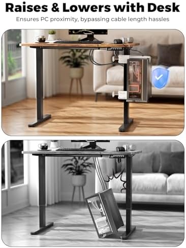 JOY worker Under Desk PC Mount with Protective Arms, Clamp-On Leg CPU Mount