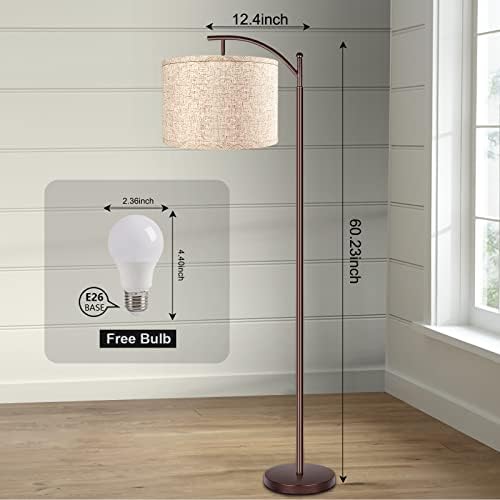 Floor Lamp for Living Room, 4 Color Temperature LED Floor Lamp with Remote Control & Foot Switch, LED Bulb Included, Modern Standing Lamp for Bedroom, Study Room, Office - Oil Rubbed Bronze