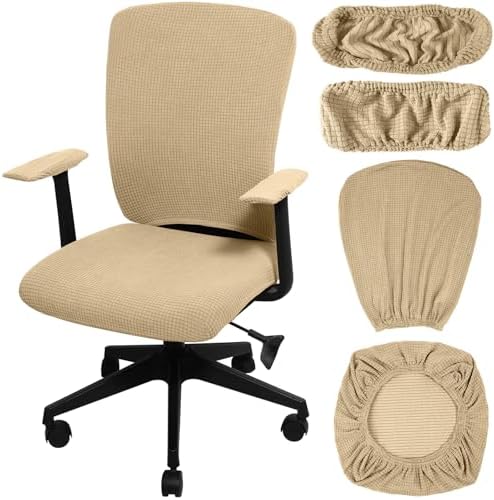 Tallew 4 Pcs Office Chair Covers Stretchable Armrest Seat,XL,Camel