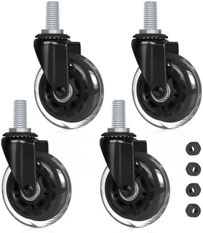 Hirate 3 inch M10 x 20mm Threaded Stem Swivel Caster Wheels with Nylon Nuts