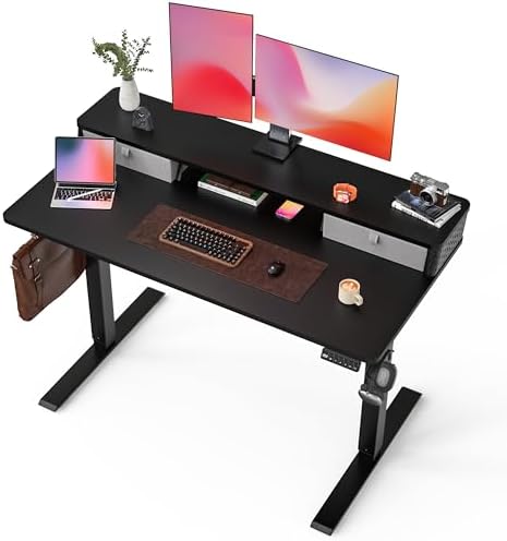 FiCiHi 48x24 Inch Electric Standing Desk, 2 Drawers, Adjustable Height Desk