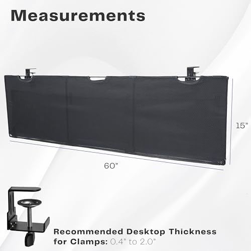VIVO Black Clamp-on 60 inch Desk Cable Management Sleeve, DESK-SKIRT-60P