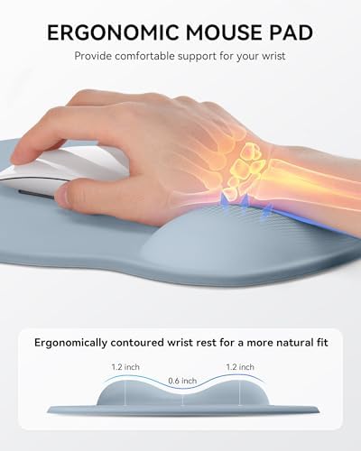 Mouse Pad with Wrist Rest for Desktop Large Ergonomic Mouse Mat(Light Blue)