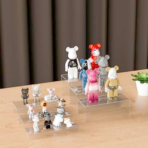 Sezanrpt Rectangular Acrylic Display Risers 6pcs, Clear Display Storage Stands, Acrylic Display for Funko Pop Figure, Desserts, Cupcake, Toys, Collectibles, Merchandises- 12-1'', 2'', 3'', 4'', 5'', 6''