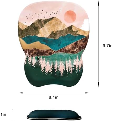 Mouse Pad with Wrist Support, Ergonomic Mousepad with Comfortable Memory Foam Wrist Rest Cushion, Relieve Wrist Pain, Non-Slip Rubber Base Gaming Mice Pad for Home Office Computer Laptop, Sunrise