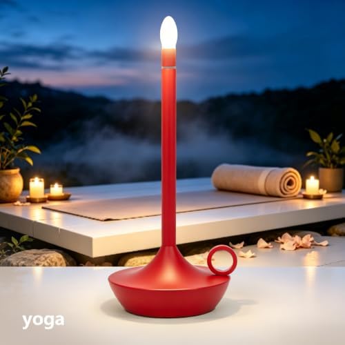 Rechargeable Cordless Table Lamp, Battery Table Light | Stepless Dimming Portable LED Table Light with Memory Function, for Outdoor/Dinner/Patio/Restaurant. (Red)