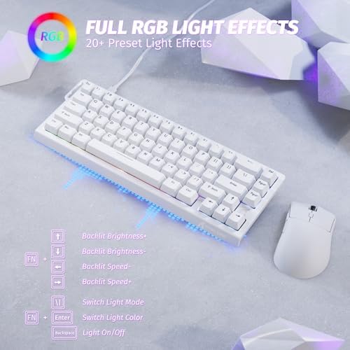ATTACK SHARK X68 HE 60% Wired RT 8K Keyboard and Wireless R1 Mouse-White