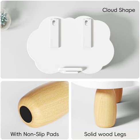 AFOOYO Adjustable Wood Laptop Stand, Ergonomic Height Angles Computer Stand, Cloud-Shaped Holder Riser Notebook Stand for Desk Compatible with Air, Pro, Dell, HP, Lenovo More 10-17.3" Laptops, White