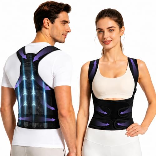 HZD Back Brace Posture Corrector for Women & Men, Adjustable Upper,Black-M