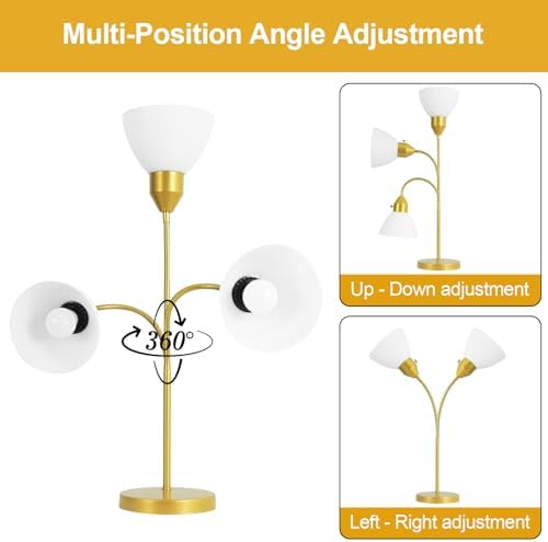 RISLG LED Desk Lamp for Home Office, 3 Levels Dimmable Reading Light, Flexible Table Lamp for Bedside Office, Rotary Switch Control, Desk Lamp for College Dorm Study Lamp, Bulb Included, Gold