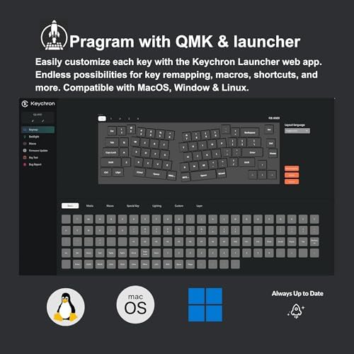 Keychron Q8 Wired Custom Mechanical Keyboard with Knob, 65% Alice Layout QMK/VIA Programmable, Hot-swappable Gateron G Pro Red Switch, Double Gasket Compatible with Mac Windows Linux (Silver Grey)