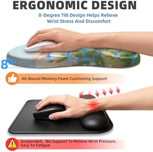 Ergonomic Mouse Pad with Wrist Rest, Memory Foam Wrist Support,Massage Bump
