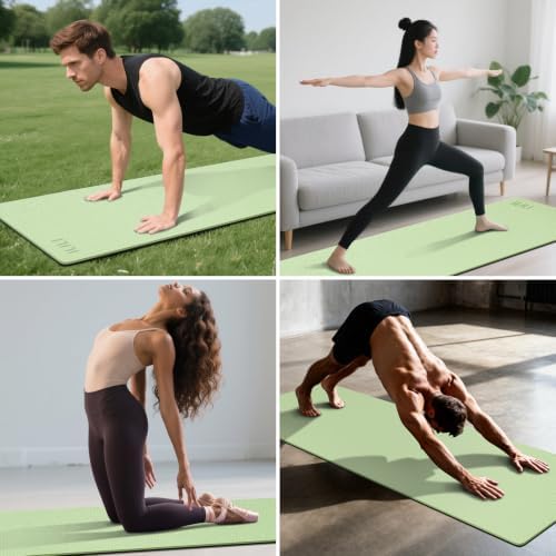 ILILI 10mm Extra Thick, TPE Yoga Mat, 76×28 Inch Extra Long, Carrying Strap