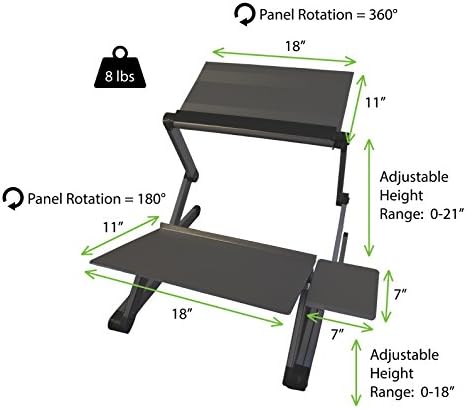 WorkEZ Adjustable Standing Desk Converter w/2 Fans & 3 USB Ports, Sit to Stand Desk Riser Monitor Standing Computer Desk, Height & Angle Negative Tilt