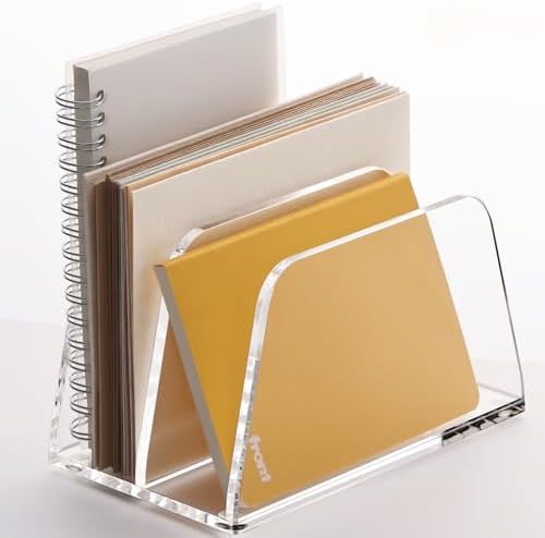 SANRUI Acrylic Mail Organizer for Desk, Mail Holder with 2-Slot, Clear