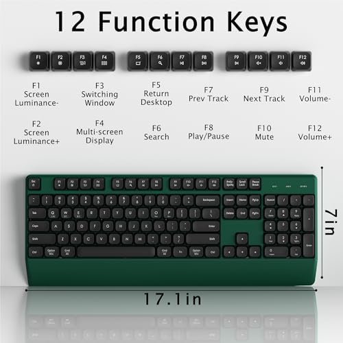 Links9+ Ergonomic Wireless Bluetooth Keyboard with Wrist Rest(Green)