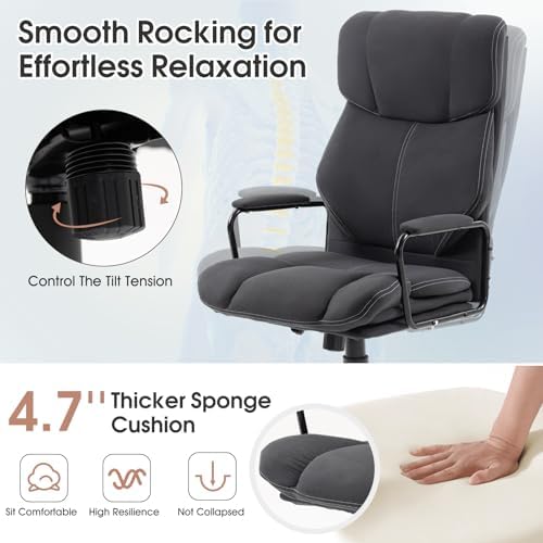 ECOTOUGE Dark Gray Big and Tall Ergonomic Executive Office Chair