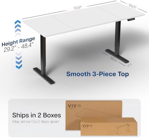 VIVO White 71 x 30 in Standing Desk, DESK-KIT-1B7W