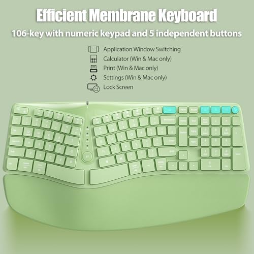 Split Ergonomic Keyboard Wireless with Cushioned Wrist & Palm Rest