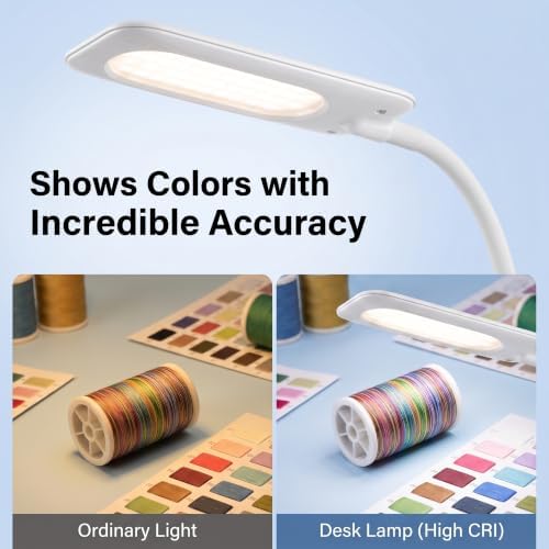 White LED Desk Lamp for Home Office Dorm,Eye-Caring,Gooseneck,Flicker-Free