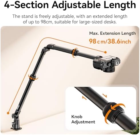 ULANZI ZJ02 Camera Desk Mount Stand Overhead Magic Articulating Arm