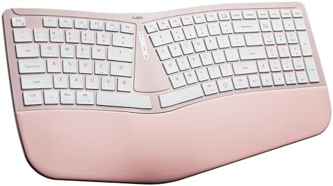 Nulea RT07B Wireless Ergonomic Keyboard - Split Keyboard, Wrist Rest, Natural Typing, Bluetooth and USB Connectivity, USB-C Rechargeable,Compatible with Windows Mac (Silver White)