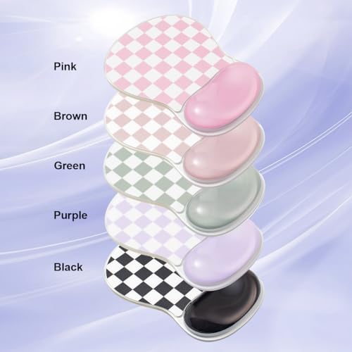 Checkered Cute Mouse Pad with Gel Wrist Rest Support - Ergonomic Mousepad