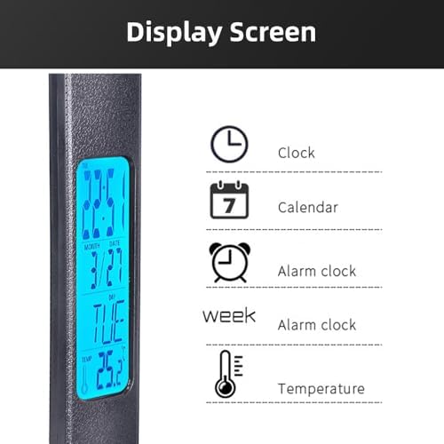 AYI Multi-Functional Desk Lamp 10W Qi Wireless Charger 3 Color Modes 5 Brightness Levels Eye-Caring LED Light Faux Leather Finish Calendar Temperature Display Office Table Lamp TX26 Black.