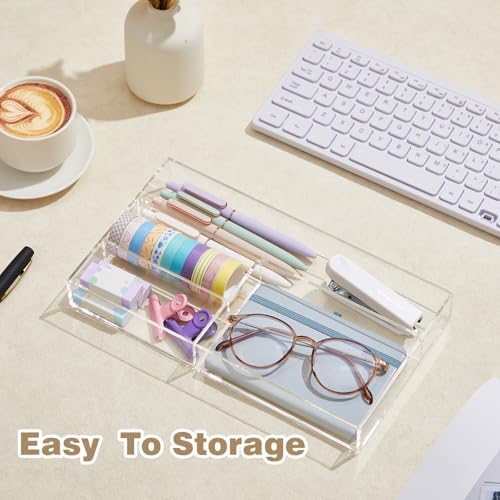 Briwooody Clear Acrylic Drawer Organizer,4 Compartments,Small