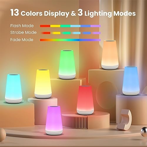 THAUSDAS Telecontrol Night Light Touch Lamp: 13 Colors, 5 Brightness, White