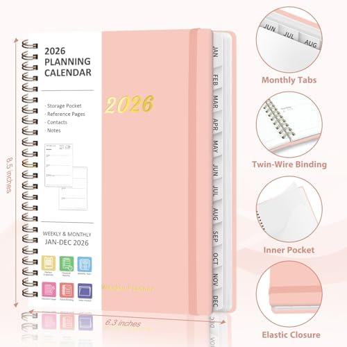 2026 Planner, Weekly and Monthly Calendar Planner Agenda, Jan 2026 - Dec 2026, Planning Academic Book, Office Desk Accessories and School Supplies - A5 (6.3'' x 8.5'')