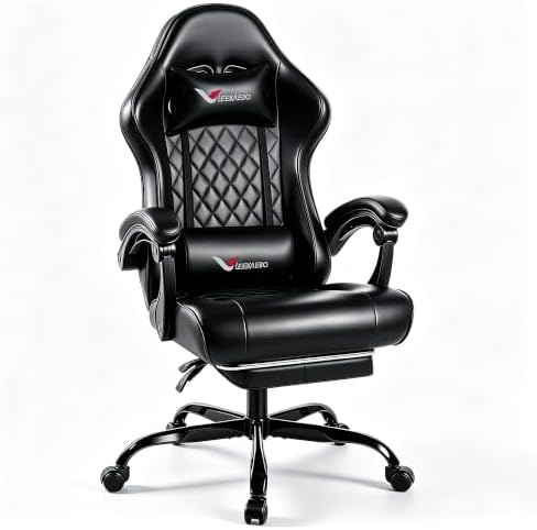 Ergonomic Gaming Chair with Footrest Lumbar Support, Home Office Game Desk