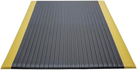 Guardian 24030502BY Air Step Anti-Fatigue Floor Mat, Vinyl, 3'x5', Black with Yellow Stripes, Reduces Fatigue and discomfort, Can be Easily Cut to fit Any Space