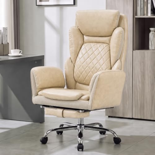 Big and Tall Executive Criss Cross Office Chair with Footrest Flip Armrest